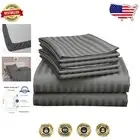 600 Thread Count Egyptian Cotton 6-Piece Cal King Sheet Set - Dark Grey Stripe