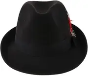 [shamjina] Fedora Hat Wool Felt Bowknot Feather Trilby Women Men Travel Brim Travel Cap