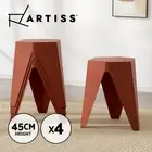 Artiss 4x Puzzle Stool Plastic Bar Stools Stackable Foot Stool Side Table Red
