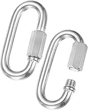uxcell 2-Pack Quick Chain Link Connector, M12 1/2 304 Stainless Steel D-Shape Locking Repair Chain Links for Swing/Camping/Hiking/Backpack, Twist Key Ring Screw Chain Link [Silver]
