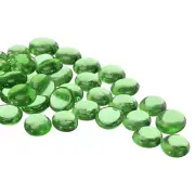 Glass Beads,36pcs Flat Glass Transparent Dark Green 0.44lbs Glass Pebbles