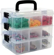 Clear 4-Tier Stackable Storage Containers with Lids - 40 Adjustable Compartments