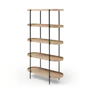 Cleo 5 Tier Shelf 165cm x 100cm Bookcase Natural Ash & Black Frame