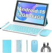 10 Inch Tablet Android 15(NOT GO) Tablets 2 in 1 tablet With keyboard 12GB RAM+64GB ROM(Supports 1TB expansion) Tableta 2MP+8MP Camera 6000mAh Battery Mouse/Case/Stylus 5G Wifi-6 10.1" Android Tablets