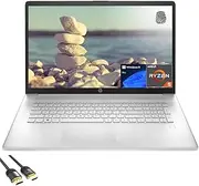 HP Laptop for Business and Student, 17.3" FHD IPS Display, AMD Ryzen 5 5500U, 64GB RAM, 2TB PCIe SSD, FP Reader, Webcam, Keypad, Bluetooth, USB-C, HDMI, US Version KB, PDG HDMI Cable, Win 11 Pro