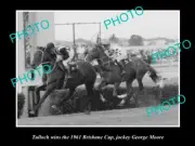 OLD POSTCARD SIZE PHOTO TULLOCH WINNING THE BRISBANE CUP c1961 GEORGE MOORE 1