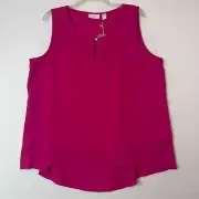 Chicos tank top size 2 US 12 magenta pink Tiered Aimee cami layering keyhole