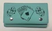 Poker & Dice Set in opt color teal leatherette case - 2 Decks of Cards & 5 Dice