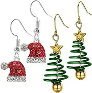 [BITOWO] Christmas Earrings for Women Teenage Girls Christmas Presents for Ladies Jewellery Xmas Earrings for Girls Christmas Accessories to Wear Christmas Tree Earrings Stick on Dangly Earrings for Women