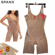NWT SPANX Women's S Thinstincts 2.0 Open-Bust Mid-Thigh Bodysuit 10235R Cafe