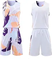 [Topeter] Reversible Basketball Jersey with Athletic Shorts, Practice Sports Training Uniforms for Men