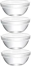 GRIRIW 4pcs Glass Ramekins Bowl for Pudding Set Multi-Function Dessert Serving Bowls Elegant Round Bowls for Salad Snacks Pudding