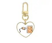 Charging Cable Plug Socket Pattern Gold Heart Keychain Metal Keyring Holder