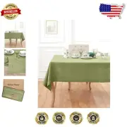 Handcrafted Moss Green Linen Tablecloth 60"x108" for Elegant Dining Settings