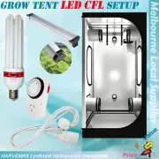 Hydroponics System Grow Tent Setup LED CFL Full Spectrum Grow Light Timer Combo