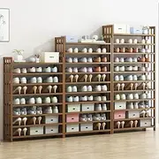 Multi-Tier Tower Bamboo Wooden Shoe Rack Corner Shelf Stand Storage Organizer Dark Brown 10 Tier