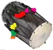 INDIAN HANDMADE PUNJABI DHOL DRUM BHANGRA MUSICAL INSTRUMENT WITH PADDED BAG