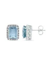 14K 4.05 ct. tw. Diamond & Aquamarine Earrings