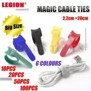 20cm Reusable Magic Cable Ties Reusable Hook and Loop 10-100pcs MIX Big Size