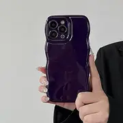 [ZTOFERA] Case for iPhone 14 6.1 inch, Curly Wave Phone Case Solid Colour Simple Wave Frame Shockproof Soft Silicone Case for iPhone 14, Dark Purple