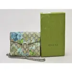 GUCCI GG BLOOMS DIONYSUS PVC X 皮革鏈條錢包 401231 米色 X 藍色