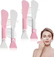 Silicone Face Mask Brush, Pack of 4 Double-Ended Mask Brush, Silicone Face Mask Spatula, Mask Brush Silicone Mud Mask Applicator, for DIY Mask, Mud Mask or Cleaning Mask