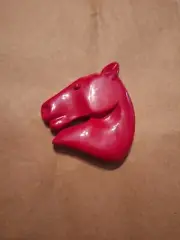 Horse Resin Head Flat back Red Cabochon Craft Vintage New 2.5" Tall New