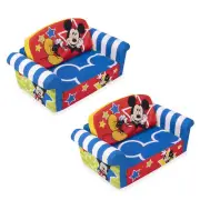 Marshmallow Furniture 2 Pack Kids 2-in-1 Flip Open Foam Sofa Bed, Mickey Mouse