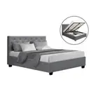 Bed Frame Double Size Gas Lift Grey VILA