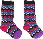[Jefferies Socks] Little Girls' Zig Zag Knee High Sock Pack (Pack of 2)
