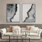 Art Deco Modern Minimalist Black and White Coastal Line Canvas Unframed