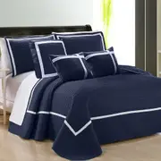 Home Fashion 6 Piece Two-Tone Embossed Comforter Set Queen Navy