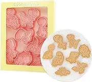 SYTHAK Dinosaur Cookie Cutters, Embossing Cutter with Plunger Stampers Set 8 pcs 3D Plastic Pressable Fondant Cheese Biscuit Cutters Set for Baking Party Supplies