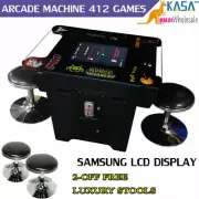 Tabletop Cocktail Arcade Machine Samsung Display 412 Games With 2 Luxury Stools