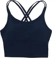 [Paire] Women's BioFlex Cross-Back Crop Tank Top | Women Tops | Tank Top | Tank's for Women | Women's Tank Tops | Strappy Crossed Back | Light-Weight | Cropped Tank Top | Built-in Shelf Bra
