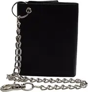 [Swiss Marshall] Men's RFID Blocking Premium Leather Chain Trifold Wallet, Black with Chain, Chain Wallet