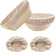 Banneton Bread Proofing Basket Set with 9'' Round and 10'' Oval Banneton Proofing Basket Sourdough Bread Making Kit Sourdough Starter Kit Include 2 Pack Alternative Cloth Liner