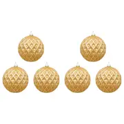 6PK LVD Glass Bauble Home/Office Xmas Ornament Hanging Decor 12cm Tuscan/Gold