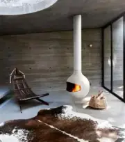 Indoor ceiling Hanging White suspended fireplace 360 degree rotating firepit