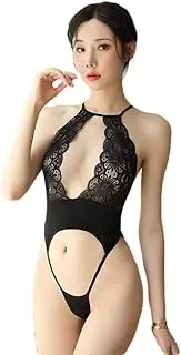 [WANFJ] Women's Erotic Sleepwear & Robe Sets Sexy Underwear One-Piece Three-Point Breathable Tight-Fitting Hollow Bodysuit