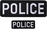 GYGYL 2 Pack Black Police Patch with Hook and Loop, for Police Vest Jacket Back Panel (1Pcs Small and 1Pcs Large)
