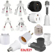 2/3Prong Outlet to Socket Adapter E26/E27 GU24 E12 Light Socket Bulb Converter