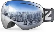 ZIONOR X Ski Snowboard Snow Goggles OTG Design for Men Women with Spherical Detachable Lens UV Protection Anti-Fog