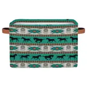 Aztec Horse Storage Baskets with Handles,Foldable Western Cubes Storage Box B...