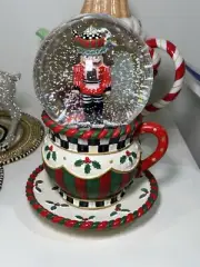 Mackenzie Childs Teapot Nutcracker Snow Globe