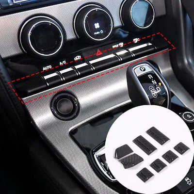 Carbon fiber AC Center Console Switch Button Cover Trim For Jaguar F-Type 13-24 (for: Jaguar)