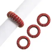 NIB Christmas Holiday Set Of (16) Holiday Textured Yarn Wrap Napkin Rings