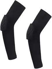 Upgraded Hex Padded Arm Sleeve Compression Padded Elbow Arm Sleeve with Elbow Pad for Football, Volleyball, Baseball Protection, 1 Pair Black Size M