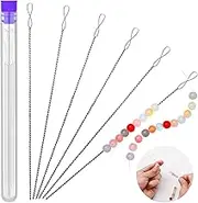 UOOU Beading Needles, 6 Pcs Twist Seed Bead Needles, Fine 0.024, Diameter 5.1 inches Length Twisted Wire Collapsible Eye Beading Needle for Jewelry Making