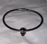 Brand New Alexander McQueen Metal Cord Skull Bracelet Brass Barrel Closure